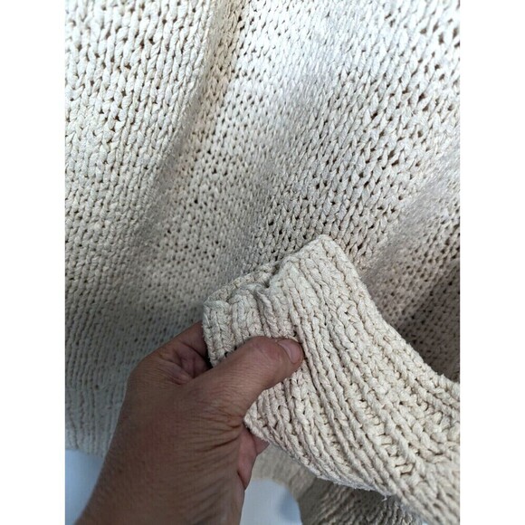 KAREN PERRY Silk Sweater Womens Size S Ivory Knit Oversize Tunic Neutral Heavy - Picture 9 of 9